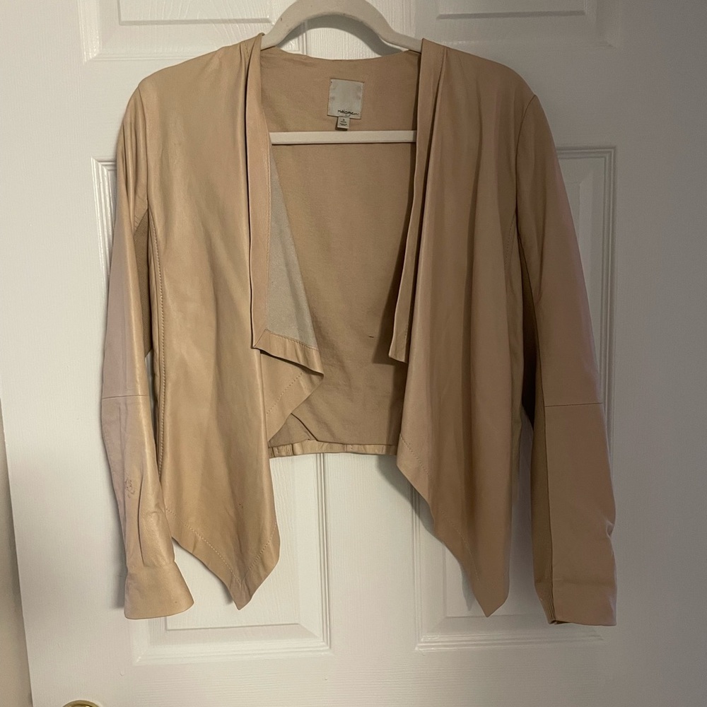 Halogen Draped leather jacket